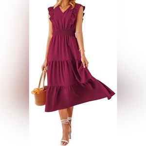 Women’s Burgungy Maxi Elegant Dress Size Small